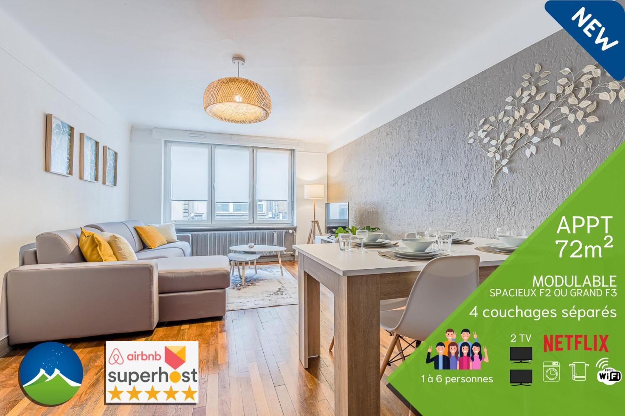 1 & 4 Appts - 1 A 4 Lits - 1 A 7 Pers - Max 25 Pers - 1 Immeuble - Confort, Flexibilite ------ - 1 & 4 Apts - 1 To 4 Beds - 1 To 7 Guests - Up To 25 - Same Building -- Cattenom Appartement Hayange